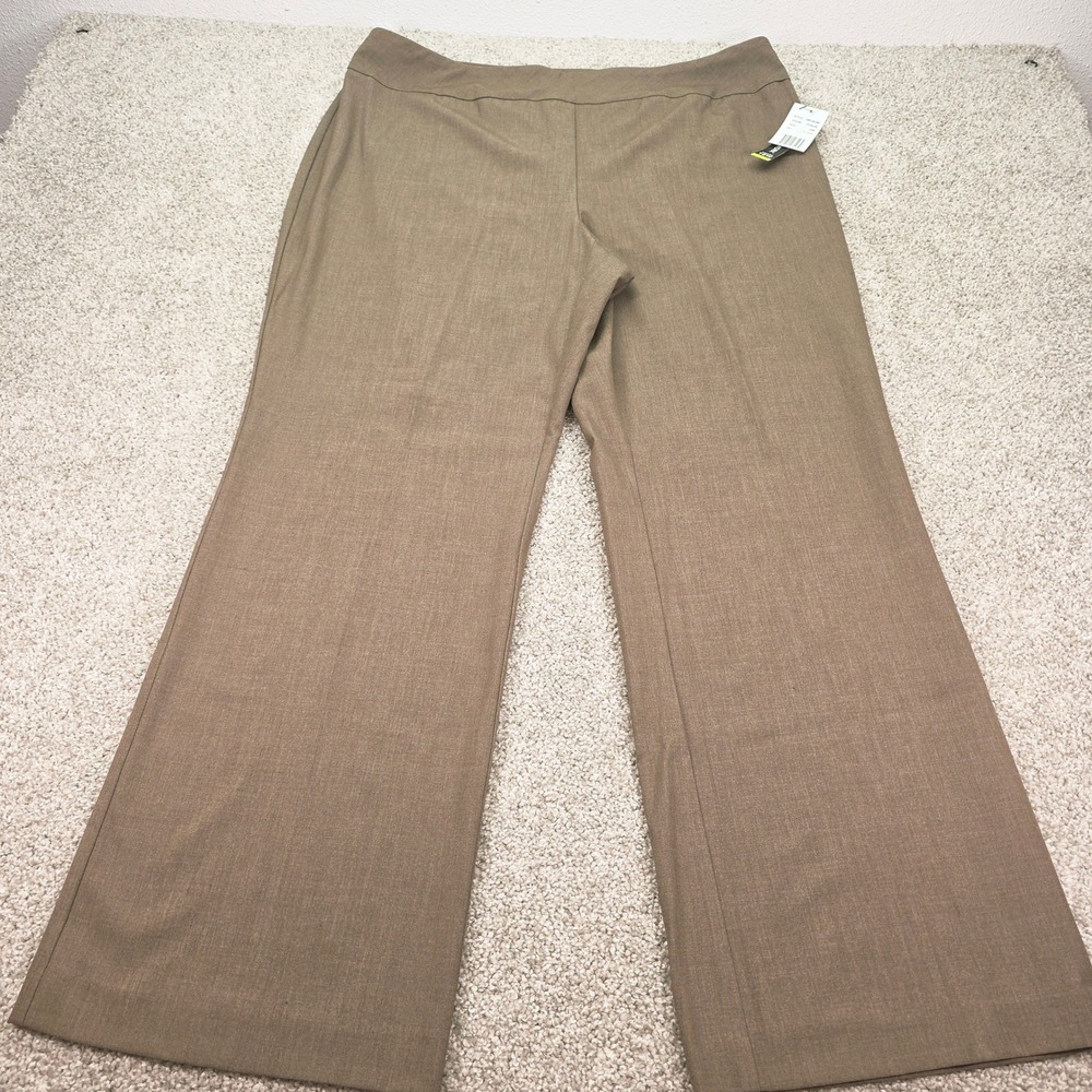 New Briggs New York Womens 18W Dress Pants Taupe Brown Wide Leg High Rise NWT